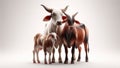 A stylized digital artwork of three cows standing closely together Royalty Free Stock Photo