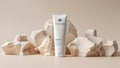 Fuly.One Skincare Product on Geometric Rocks Royalty Free Stock Photo