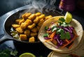 Golden Tempeh Tacos with Colorful Slaw Royalty Free Stock Photo