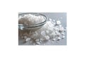 Magnesium Chloride Flakes in Glass Bowl Royalty Free Stock Photo