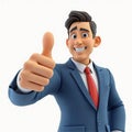 Cartoon Businessman Giving Positive Thumbs Up Gesture Royalty Free Stock Photo