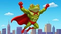 Mighty Superhero Frog Flying Over City Royalty Free Stock Photo
