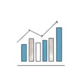 Business Growth Bar Chart with Upward Trend Line Royalty Free Stock Photo