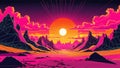Retro Synthwave Landscape Royalty Free Stock Photo