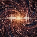 Swirling Music Notes and Sound Wave Abstract Royalty Free Stock Photo