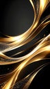 Modern Black and Gold Abstract Background with Gold Light Effects Royalty Free Stock Photo