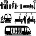 Public Transportation Commuting Subway Train Station Pictogram Set Royalty Free Stock Photo