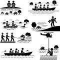 Flood Disaster Emergency Rescue and Relief Efforts Pictograms Royalty Free Stock Photo
