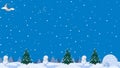 Winter snow landscape blue sky background with snowflakes falling from sky Royalty Free Stock Photo