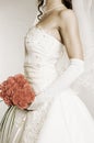 Desaturated image of young woman in wedding dress