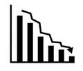 Descending analytic graph showing loss and business downfall. da Royalty Free Stock Photo