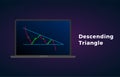 Descending bearish triangle breakouts flat icon. Vector stock and cryptocurrency exchange graph forex analytics and trading market