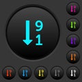 Descending numbered list dark push buttons with color icons