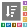 Descending ordered list mode square flat icons Royalty Free Stock Photo