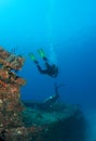 Descending Scuba Divers Royalty Free Stock Photo