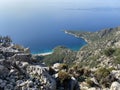 Descent from Alinca. Karaca Burnu. Burguncuk Koyu. Lycian way. Turkey Royalty Free Stock Photo