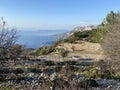 Descent from Alinca. Karaca Burnu. Burguncuk Koyu. Lycian way. Turkey Royalty Free Stock Photo