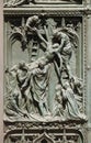 Descent from the Cross, detail of the main bronze door of the Milan Cathedral