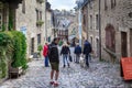 Descent down the medieval Jerzual Street, Dinant, Brittany, France