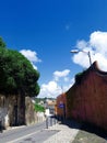 Descent from a hill on an old beautiful street in Lisbon