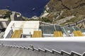 Descent to the old port of the city of Fira on the island of Santorini, Greece. Royalty Free Stock Photo