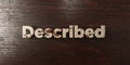 Described - grungy wooden headline on Maple - 3D rendered royalty free stock image