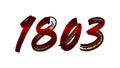 3D blood red number design of 1803 on white background Royalty Free Stock Photo