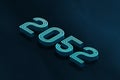 Blue Isometric layer 3d text effect of number 2052 on blue background. Royalty Free Stock Photo