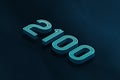 Blue Isometric layer 3d text effect of number 2100 on blue background. Royalty Free Stock Photo