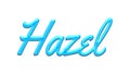 Glowing blue effect of name Hazel on white background. Royalty Free Stock Photo