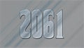 3D Glass effect number design of 2061, glassy background. Royalty Free Stock Photo