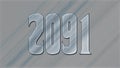3D Glass effect number design of 2091, glassy background. Royalty Free Stock Photo