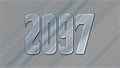 3D Glass effect number design of 2097, glassy background. Royalty Free Stock Photo