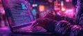AI-Generated Image: Person Learning Coding on Laptop with Code Snippets, Symbols, and Copy Space in Modern Workspace, Su