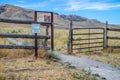 A description board of the historic settlement of a family in Antelope Island SP, Utah Royalty Free Stock Photo