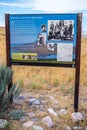 A description board of the historic settlement of a family in Antelope Island SP, Utah Royalty Free Stock Photo