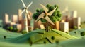 Urban Windmill and Tree: Symbols of Sustainable Living for World Environment Day Royalty Free Stock Photo