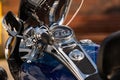 dashboard blue motorcycle close up Royalty Free Stock Photo