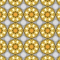 Description of seamless patterns design in yellow against a light gray background Royalty Free Stock Photo
