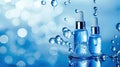Blue Hydration Technology: Hyaluronic Acid and Water Molecules in Elegant Backdrop Royalty Free Stock Photo