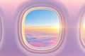 Airplane Window Vector Illustration with Interior and Exterior Views
