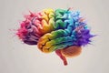 Vibrant Rainbow Human Brain Explosion: Cognitive Overload, Creative Inspiration, World Mental Health Day, Psychology and Royalty Free Stock Photo