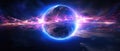 Description 1: Witness the mesmerizing electromagnetic plasma glow above the Earth\'s atmosphere, Ai Generated