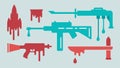 These descriptions can help visualize simple vector illustrations featuring the theme of dripping from various weapons