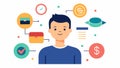 These descriptions can serve as a basis for vector illustrations that convey financial literacy concepts for teenagers