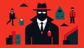 These descriptions can serve as prompts for creating vector illustrations characterizing the stealth and surveillance