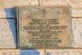 Descriptive plaque on the Brooklyn Bridge, Manhattan, New York, USA