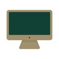 Desctop computer front view with green empty screen on white background vector eps10. Desktop computer icon. Royalty Free Stock Photo