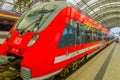 DESDREN, GERMANY - MARZO 23, 2016: Red HB train ready for departure, modern train