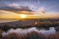 Desembocadura del rÃÂ­o Llobregat al atardecer